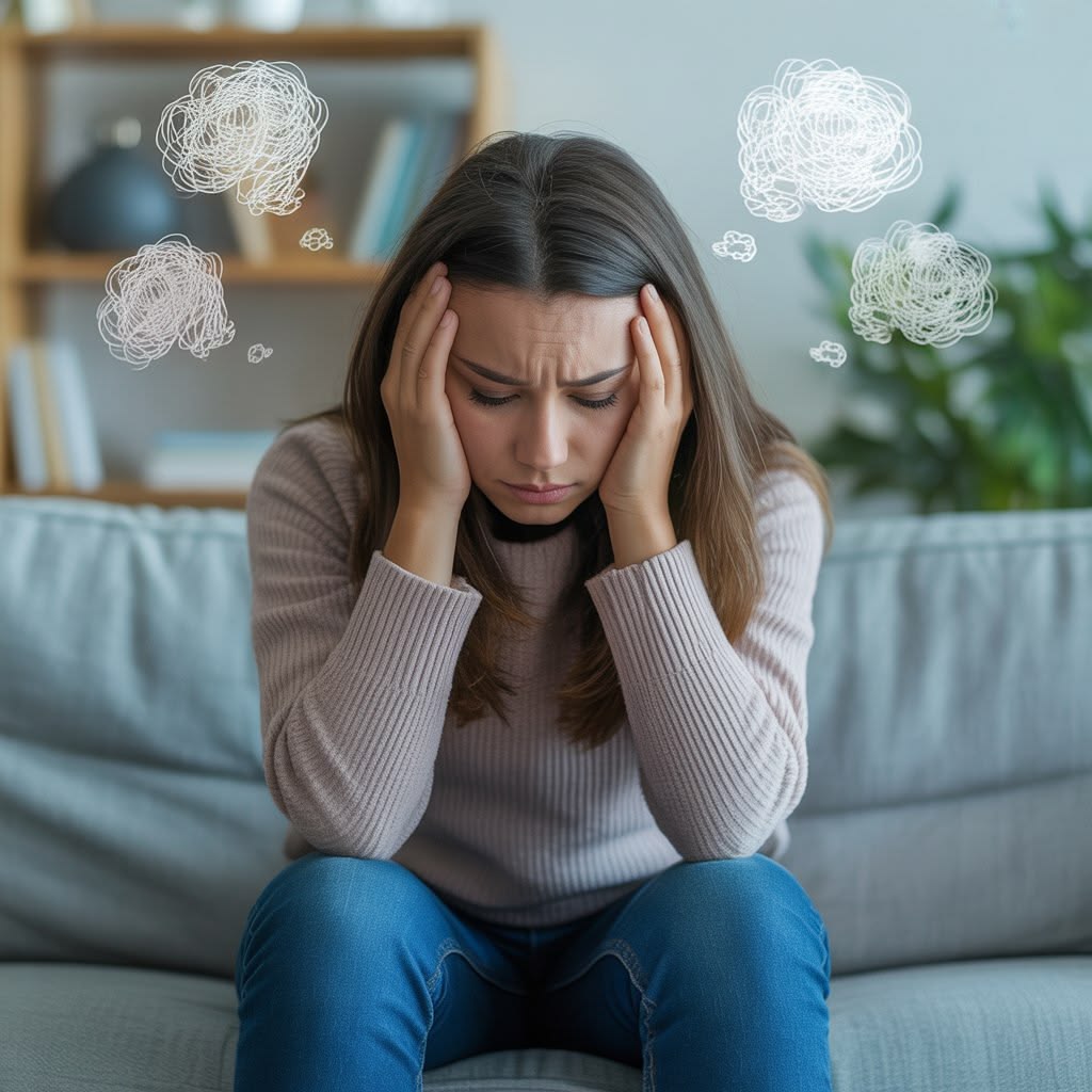 Persona reflexionando durante una sesión de terapia